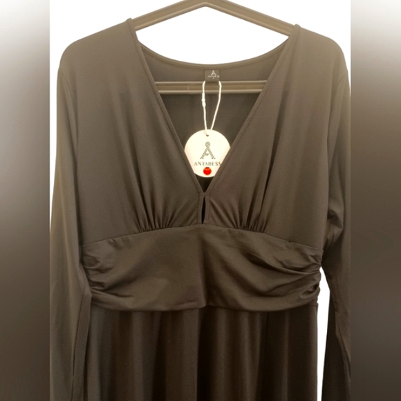 ANRABESS Black Long Sleeve Deep V Neck Maxi Dress Large - Picture 4 of 7